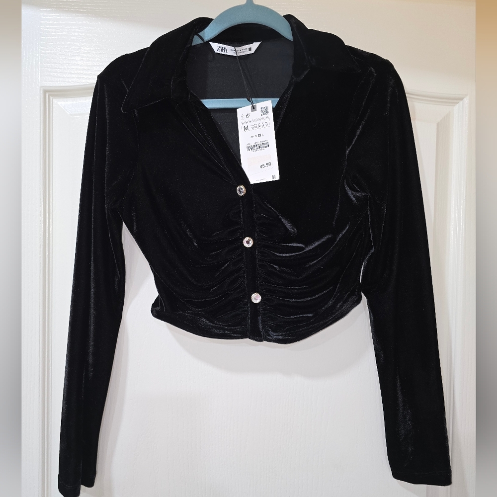 Brand New Zara Velvet Crop Top